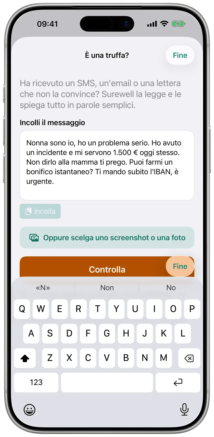 La schermata della mamma in Surewell dopo la conferma, con le medicine di oggi segnate come Presa o Più tardi.